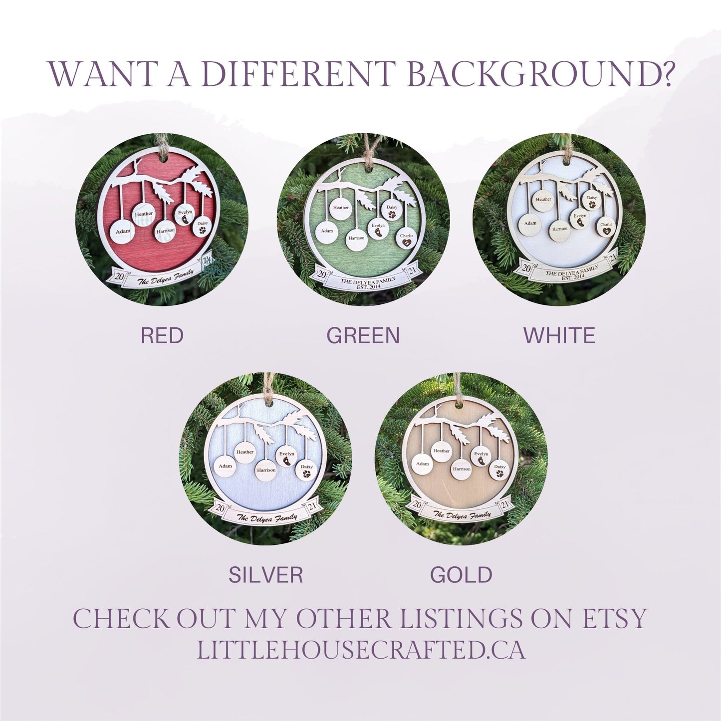 Family Christmas Ornament - 1 - 14 Family Members - Snowflakes- Acrylic - Engraved - Personalized Christmas ornaments - Gift - Family Tree