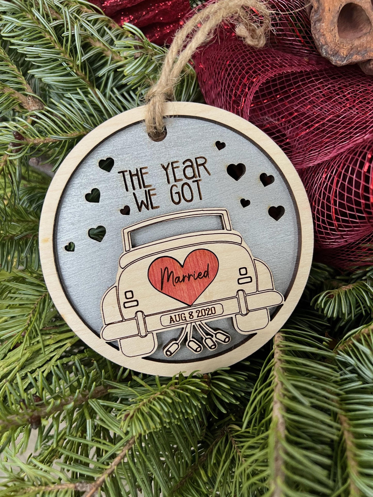 Christmas Ornament - The year we got married - The year we got hitched- Celebration - Memories - Hitched - Married - Couple