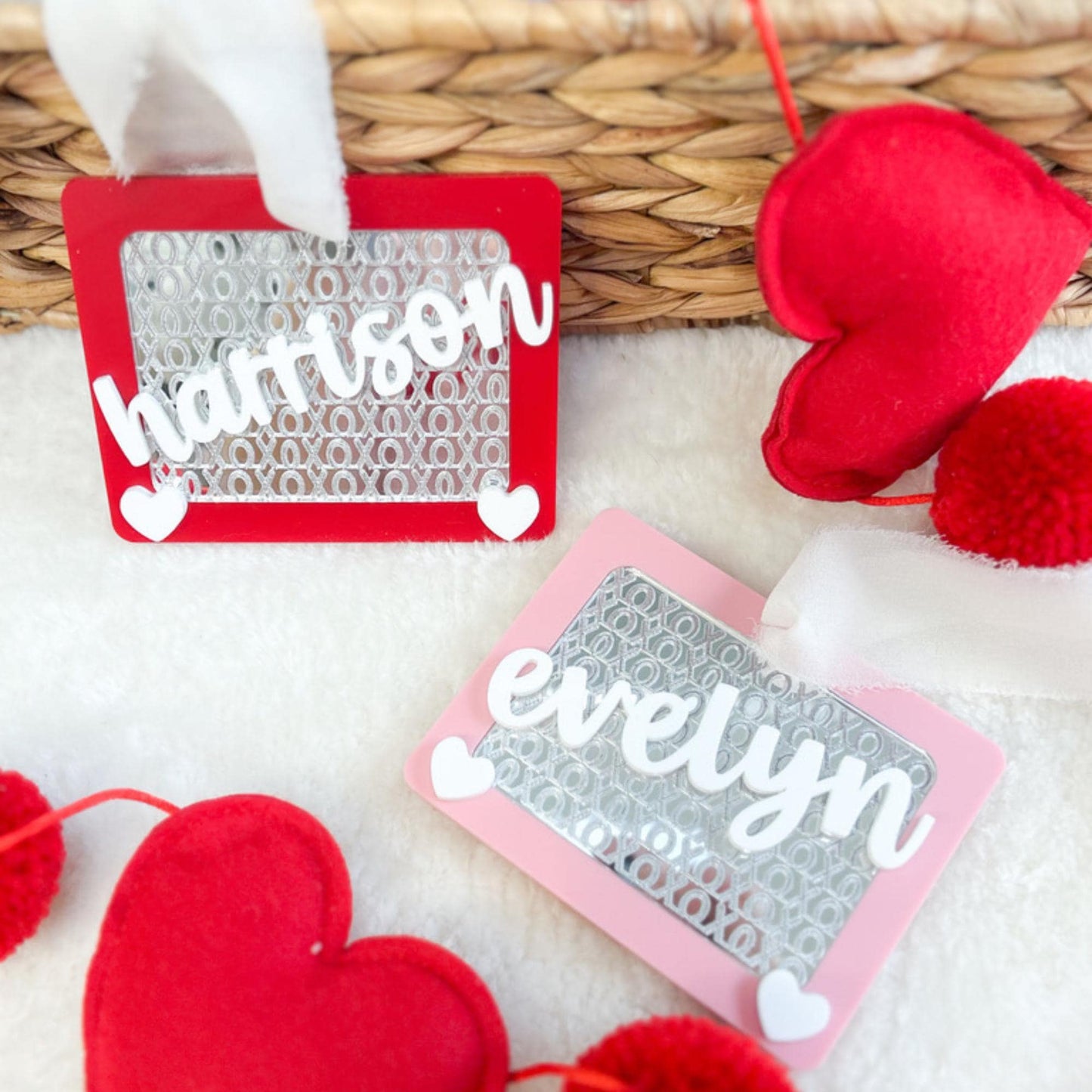 Personalized Acrylic Basket Tag - Retro Toy-Inspired Design - Valentine's Day - XOXO - Love Day