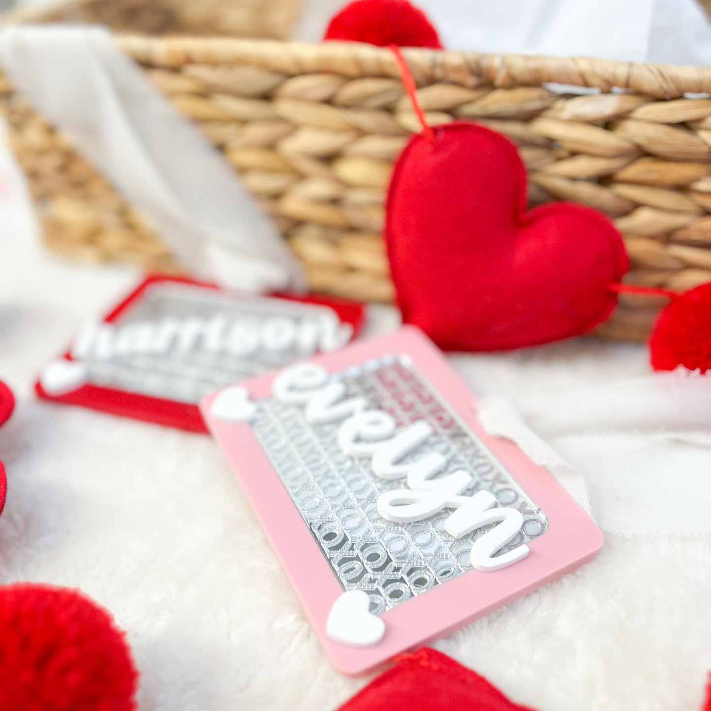 Personalized Acrylic Basket Tag - Retro Toy-Inspired Design - Valentine's Day - XOXO - Love Day