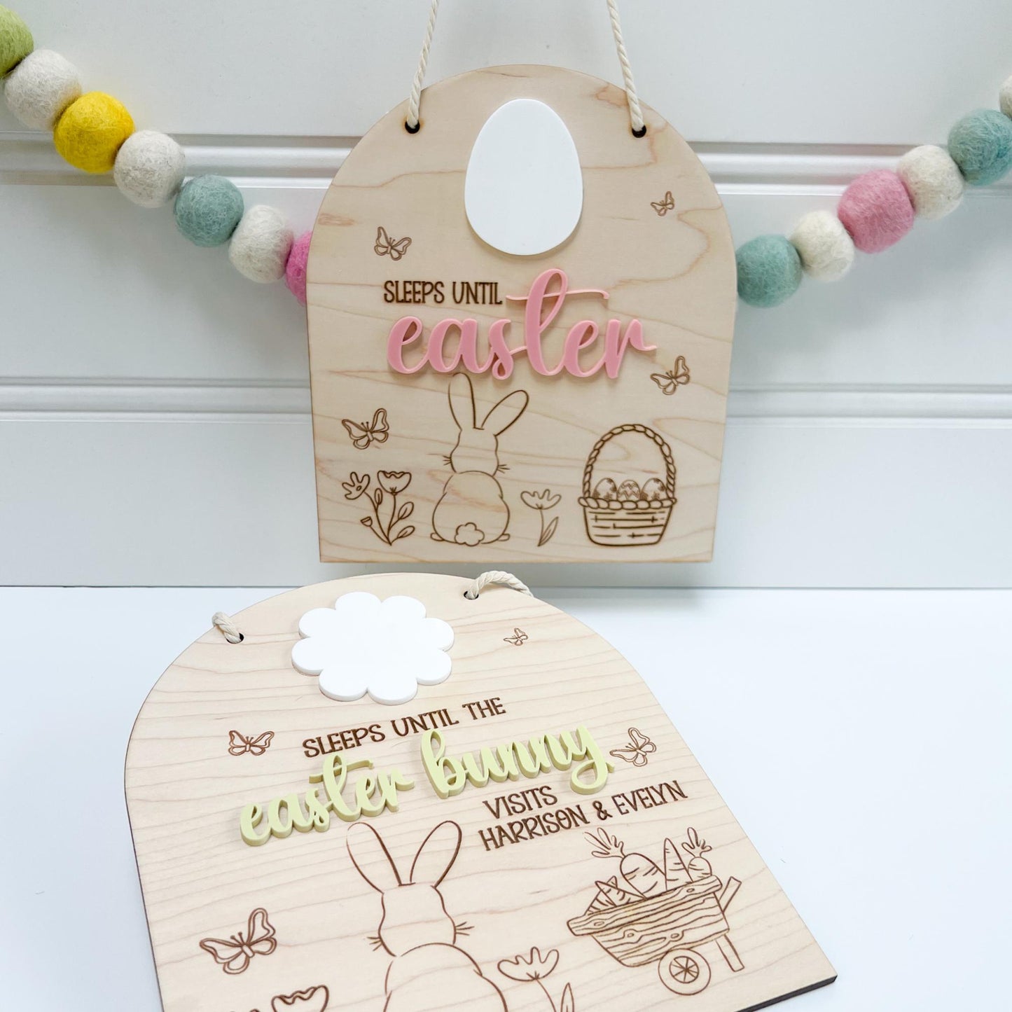 Easter Countdown Sign – Maple Wood Hanging Sign - Sleeps Until Easter - Custom Easter Decor