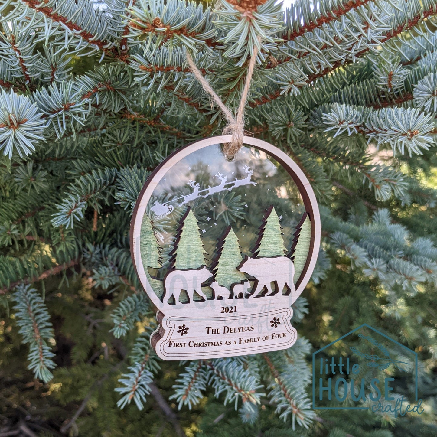 Family Bears Snow Globe Ornament