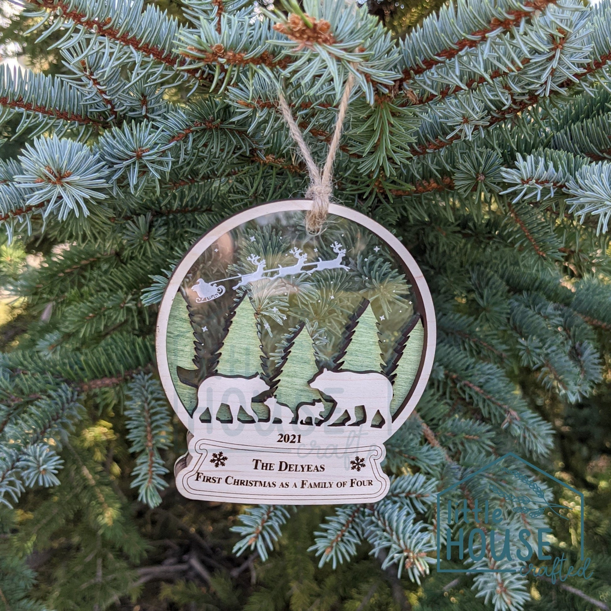 Family Bears Snow Globe Ornament