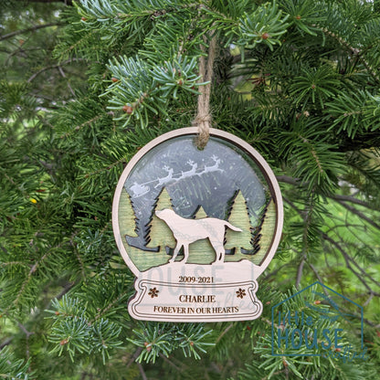Pet Christmas Ornament - Dog - Cat -Snow globe- Custom - Santa - Santa Paws - Memorial - Memory - Keepsake - 3D Wooden - Layered Ornament -