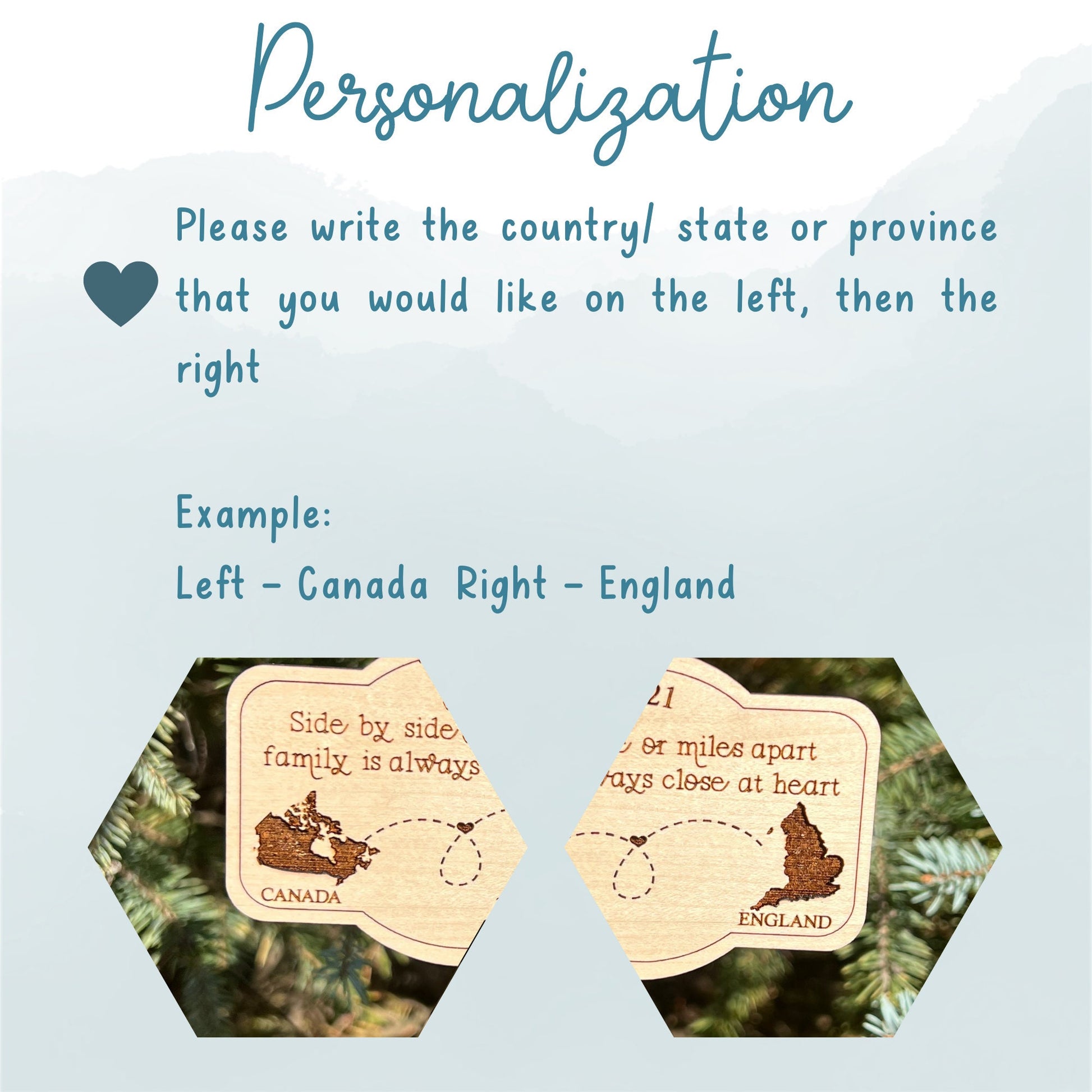 Miles Apart But Close At Heart - Custom - Country - State - Province - Family - Apart at Christmas-Personalized Christmas Ornament -Distance