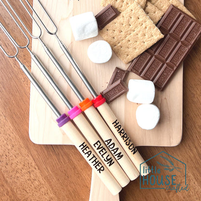 Personalized S'mores stick - Marshmallow Sticks - Camping accessories - Custom Skewers - House Warming - Campfire - Smores Toasting Stick