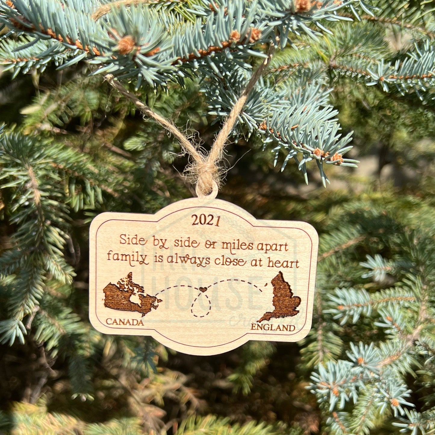 Miles Apart But Close At Heart - Custom - Country - State - Province - Family - Apart at Christmas-Personalized Christmas Ornament -Distance