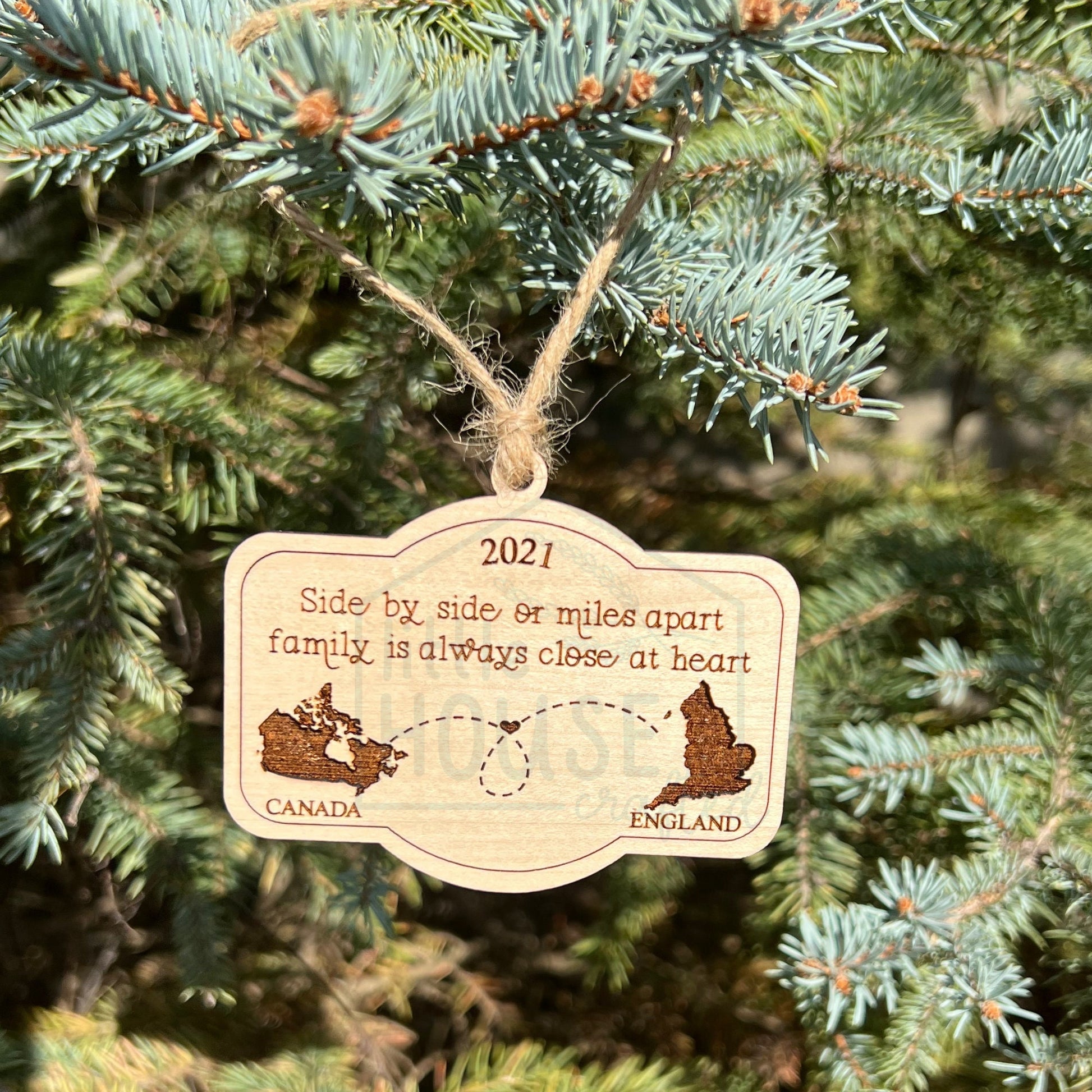 Miles Apart But Close At Heart - Custom - Country - State - Province - Family - Apart at Christmas-Personalized Christmas Ornament -Distance