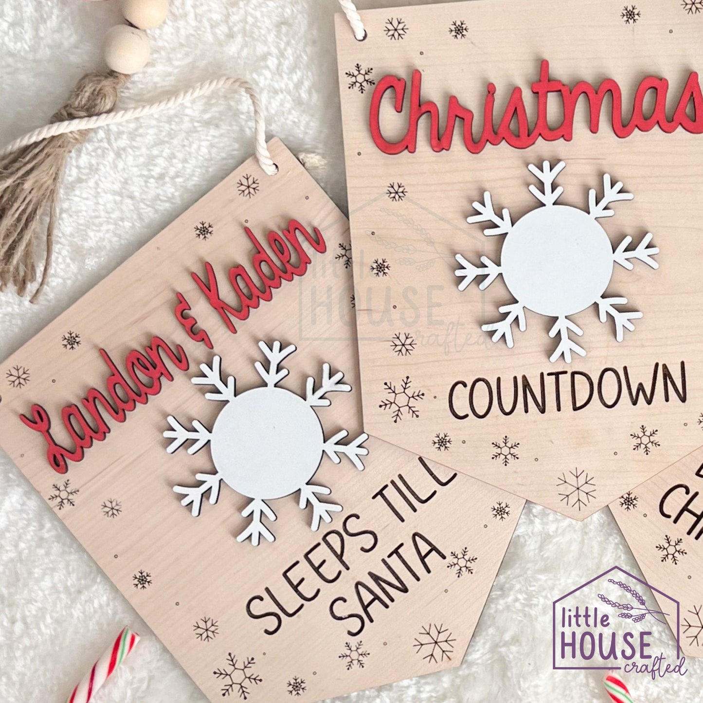 Christmas Countdown - Christmas Sign - Santa Claus - Days Until Christmas Sign - Advent Calendar - Hanging Sign - Family
