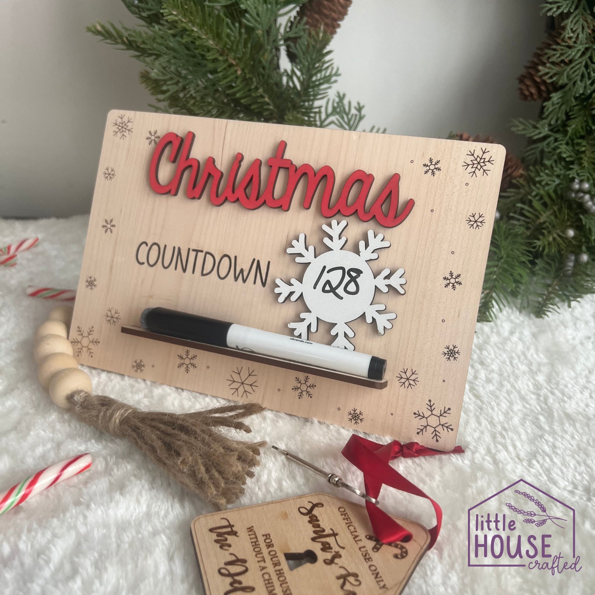 Countdown to Christmas - Christmas Sign - Santa Claus - Days Until Christmas Sign - Advent Calendar - Whiteboard - Standing Sign - Family