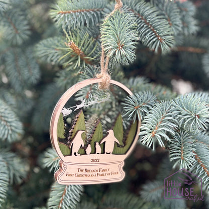 Christmas Ornament - Penguin Ornament - Family Ornament - Christmas Wooden Ornament - Holiday Gift - Family Keepsake - Memories - Layered