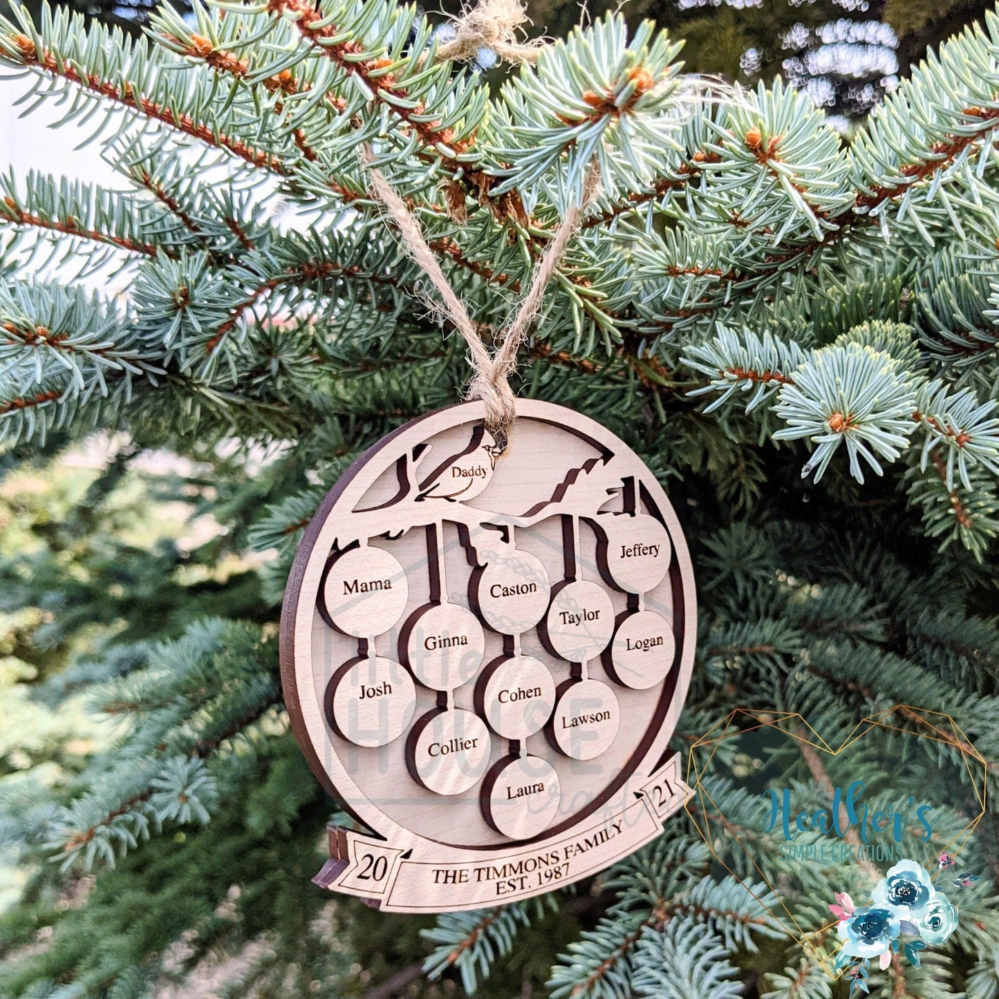 Cardinal Christmas Ornament - Personalized - Memorial Ornament - Loved One - Loving Memory - Sympathy- Laser Engraved -1-21 Family Members