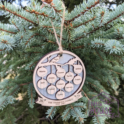 Cardinal Christmas Ornament - Personalized - Memorial Ornament - Loved One - Loving Memory - Sympathy- Laser Engraved -1-21 Family Members