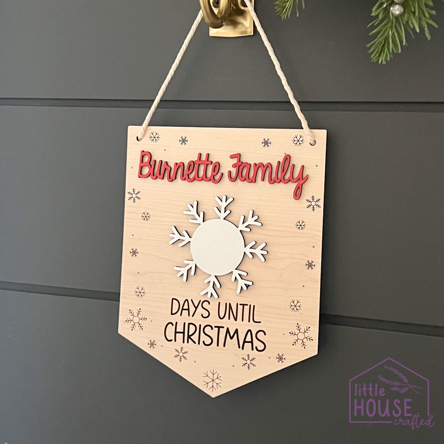 Christmas Countdown - Christmas Sign - Santa Claus - Days Until Christmas Sign - Advent Calendar - Hanging Sign - Family