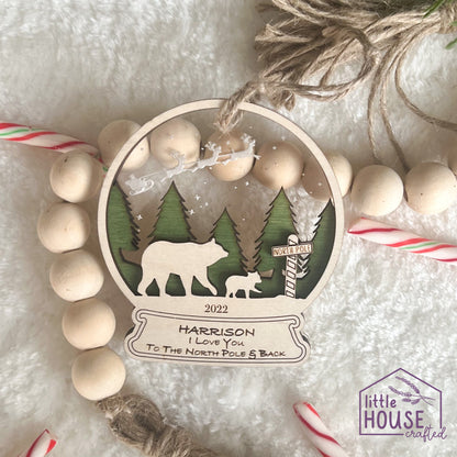 Christmas Ornament - North Pole - Family Ornament - Love you to the North Pole - Christmas Wooden Ornament - Polar Bears - Holiday Gifts