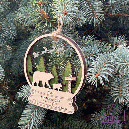 Christmas Ornament - North Pole - Family Ornament - Love you to the North Pole - Christmas Wooden Ornament - Polar Bears - Holiday Gifts