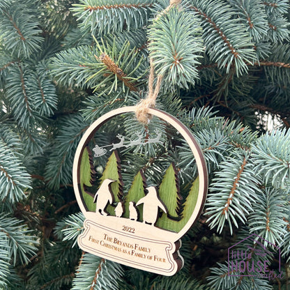Christmas Ornament - Penguin Ornament - Family Ornament - Christmas Wooden Ornament - Holiday Gift - Family Keepsake - Memories - Layered