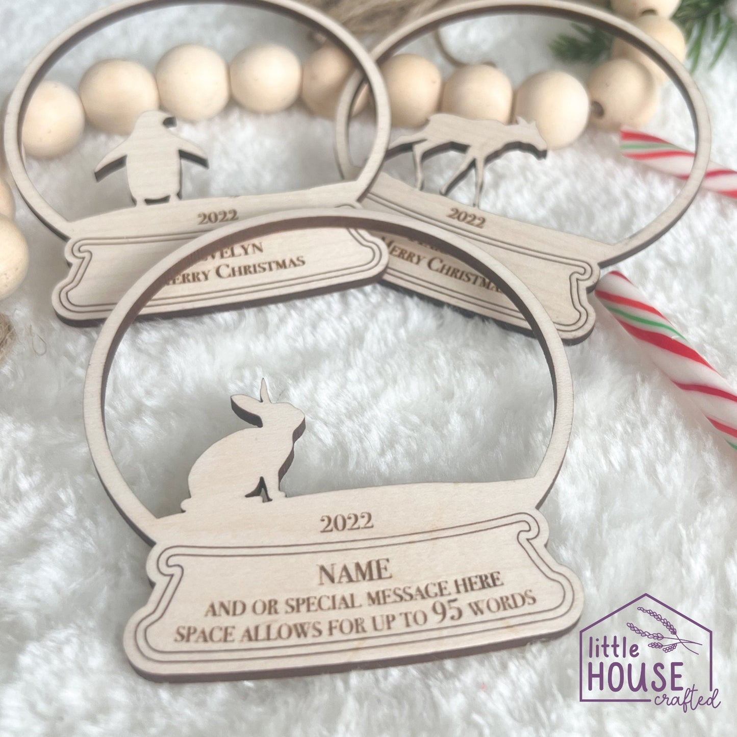 Initial Christmas Ornaments - Monogram - Keepsake Memento - Arctic Woodland Animals - Forrest Christmas Scene - Layered - Christmas gift
