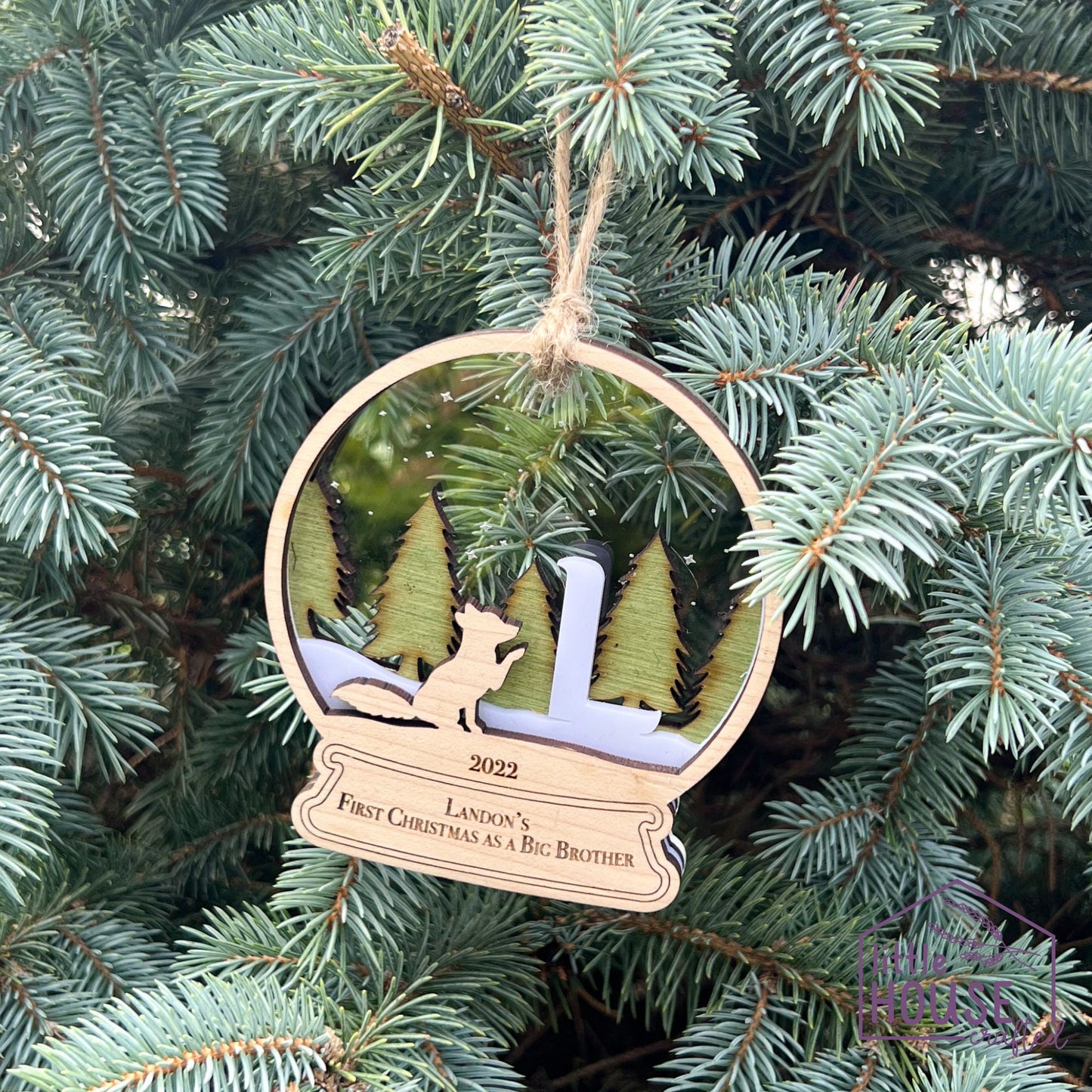 Personalized Woodland Monogram Ornament