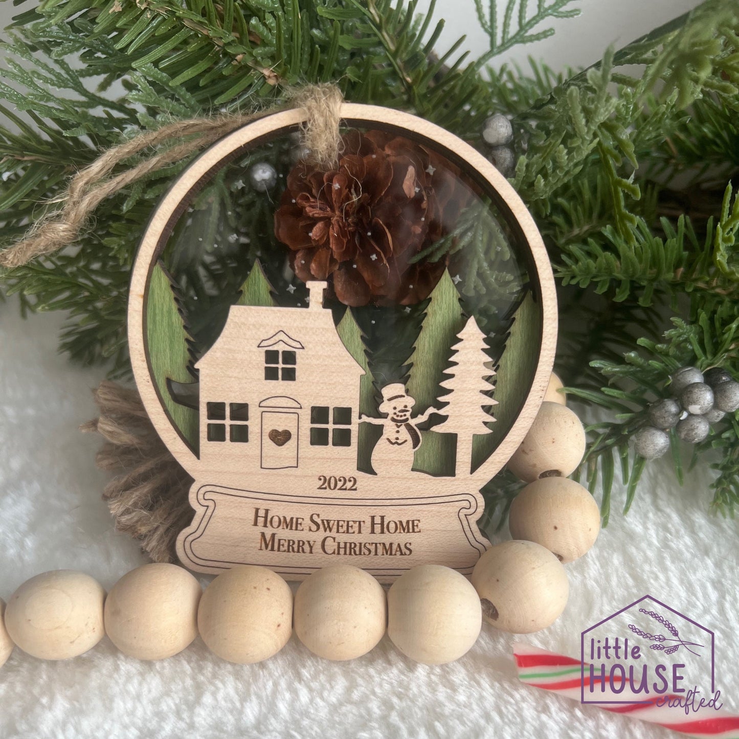 Christmas New Home Ornament - New House - Moved - Personalized - Laser Engraved - Family - Memory - Keepsake - Snowglobe - Layered Ornament