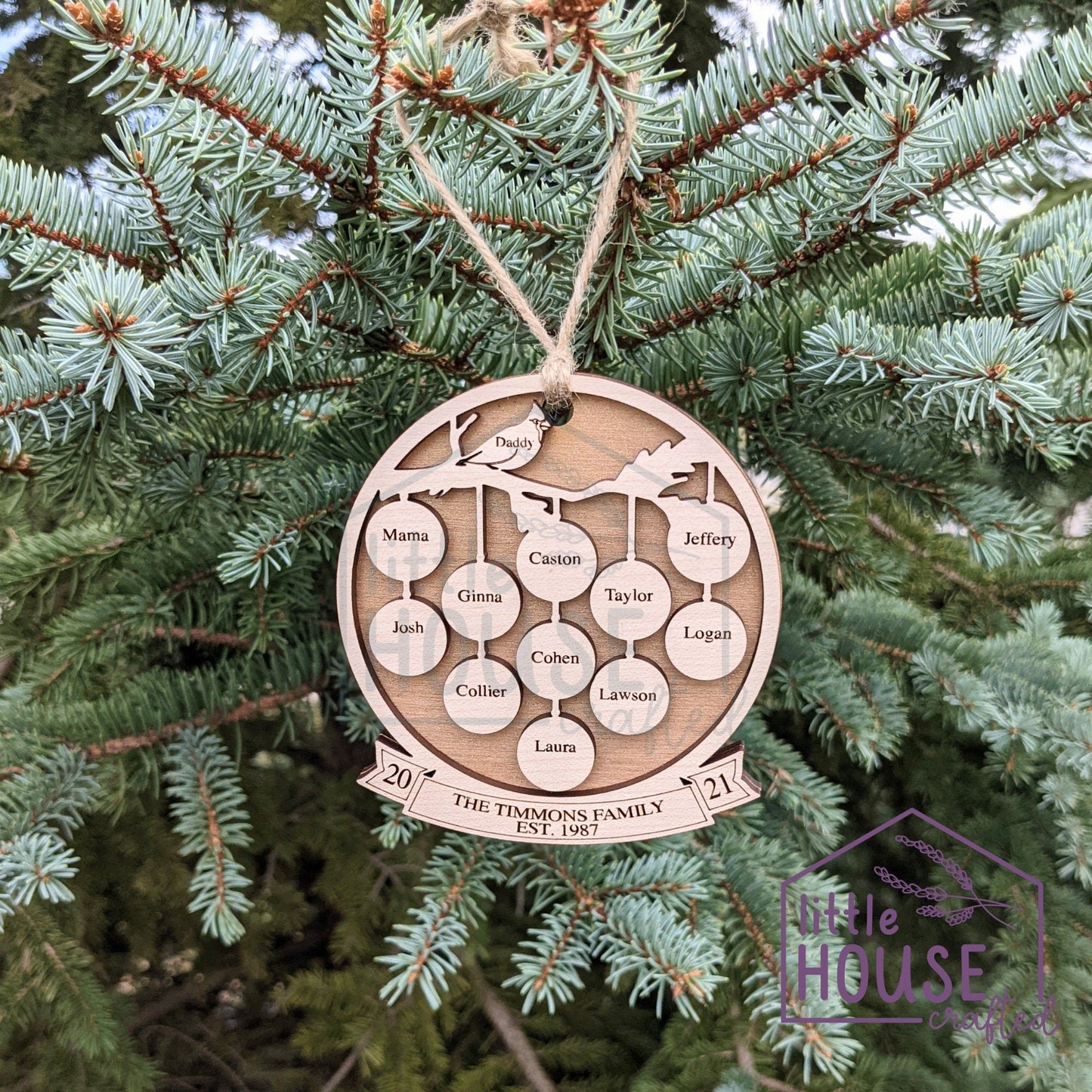 Cardinal Christmas Ornament - Personalized - Memorial Ornament - Loved One - Loving Memory - Sympathy- Laser Engraved -1-21 Family Members