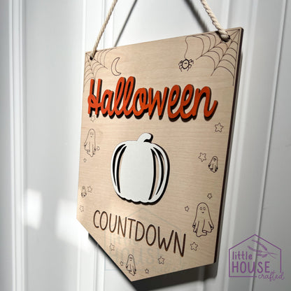 Halloween Countdown Wood Hanging Sign