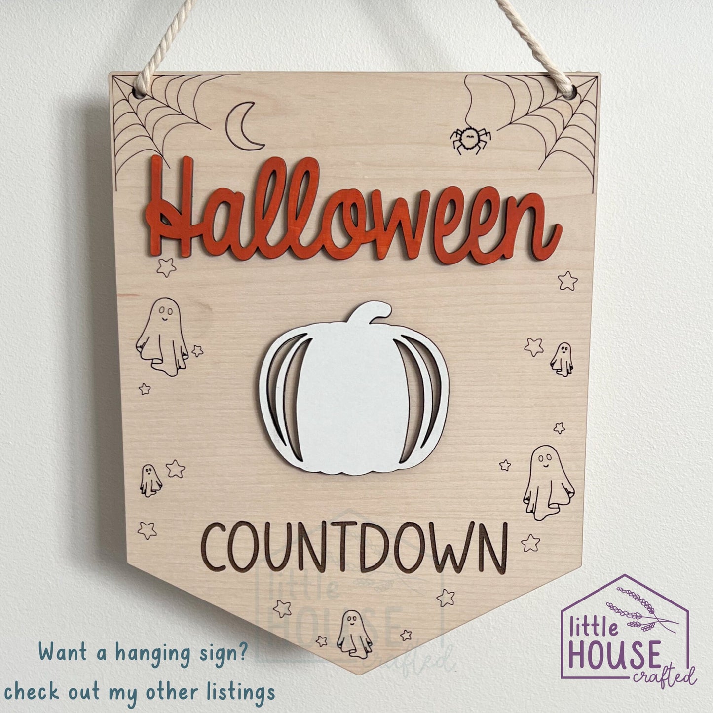 Halloween Countdown Wooden Sign