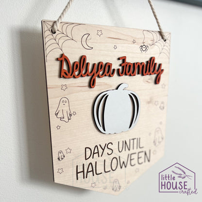 Halloween Countdown Wood Hanging Sign