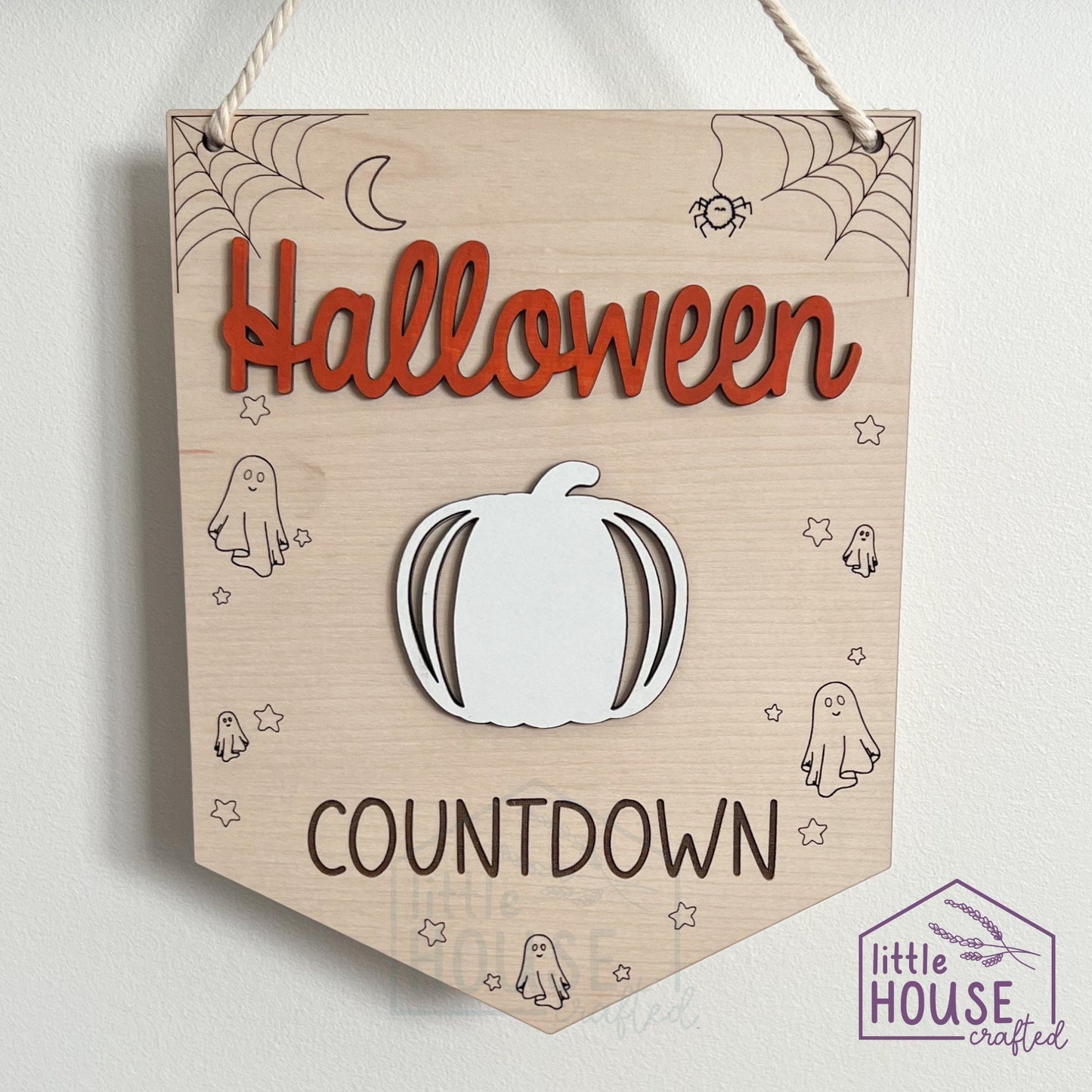 Halloween Countdown Wood Hanging Sign