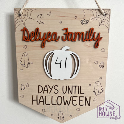 Halloween Countdown Wood Hanging Sign