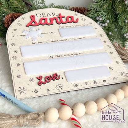 Dear Santa Sign - Dry Erase Sign - Santa Board - Reusable Santa Letter - Christmas Photo Prop - Letter To Santa Sign - Memory - Keepsake