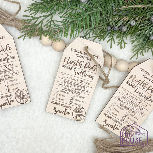 Christmas Santa Tag - Gift Tag - Christmas Ornament - Tradition - Christmas Decor - Laser Engraved Maple Wood