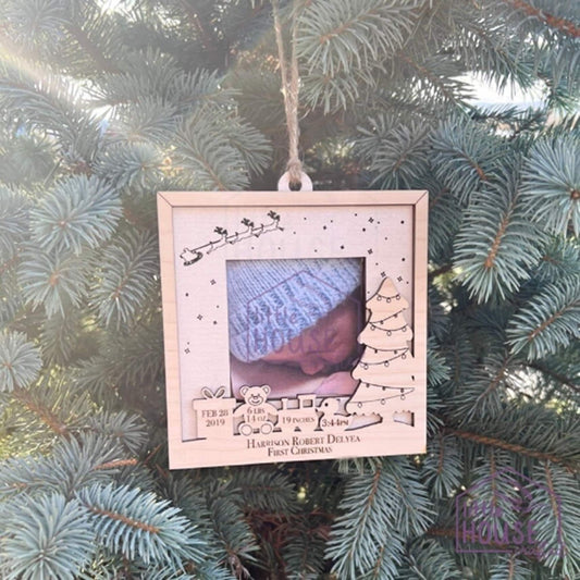 Baby's First Christmas - Photo Christmas Ornament - Birth Ornament - Personalized Baby Ornament - Newborn - Ultrasound - Keepake