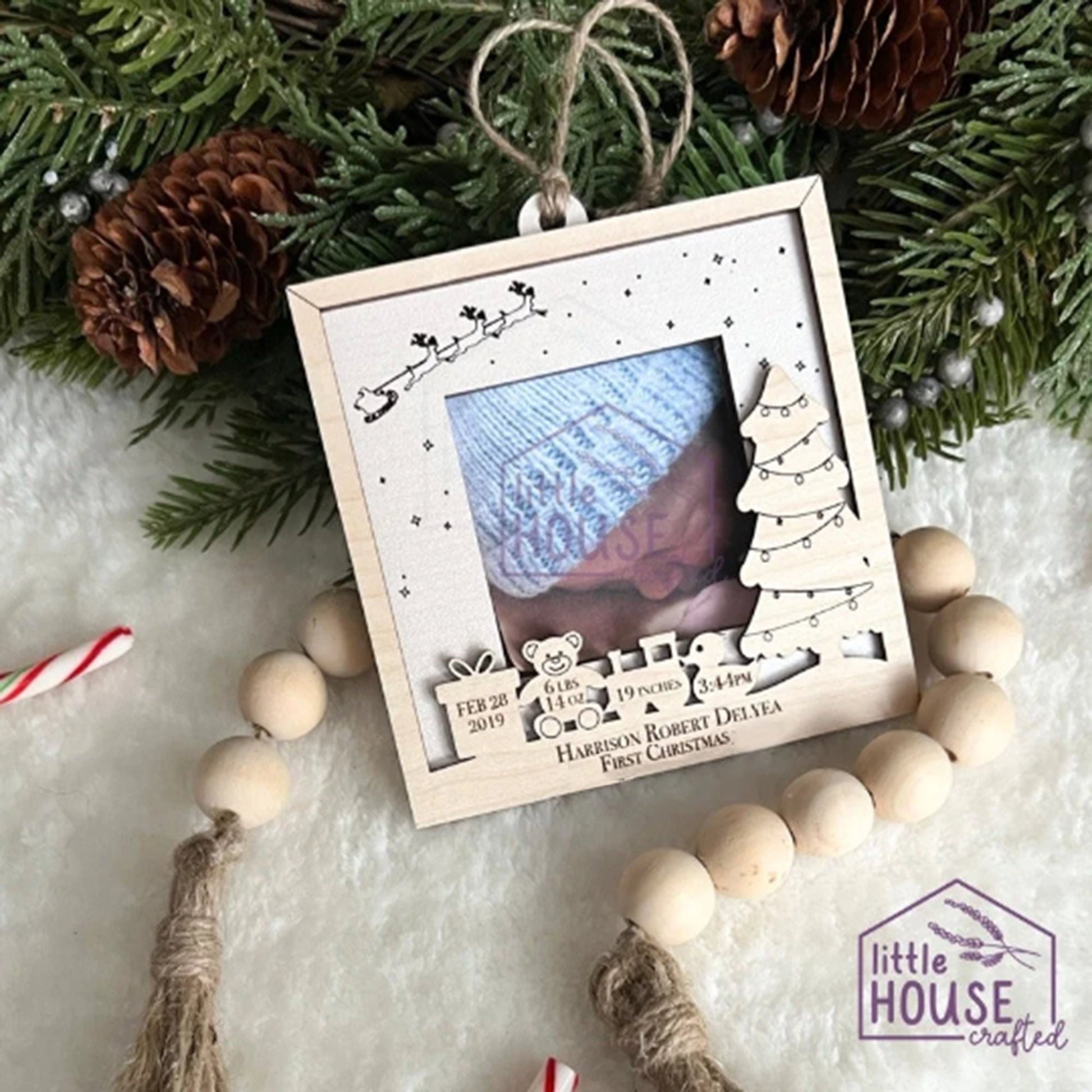 Baby's First Christmas - Photo Christmas Ornament - Birth Ornament - Personalized Baby Ornament - Newborn - Ultrasound - Keepake