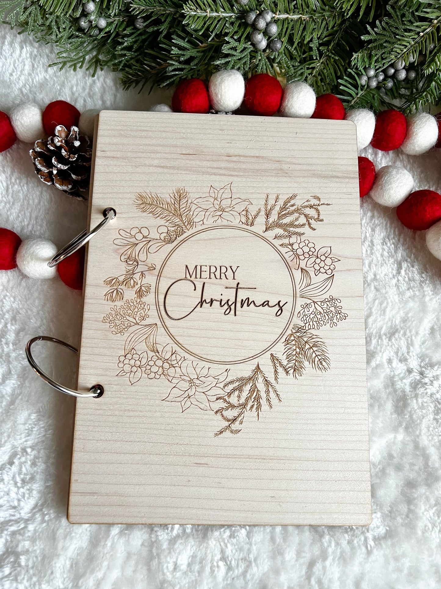 Personalized Wooden Engraved Christmas Card Keeper