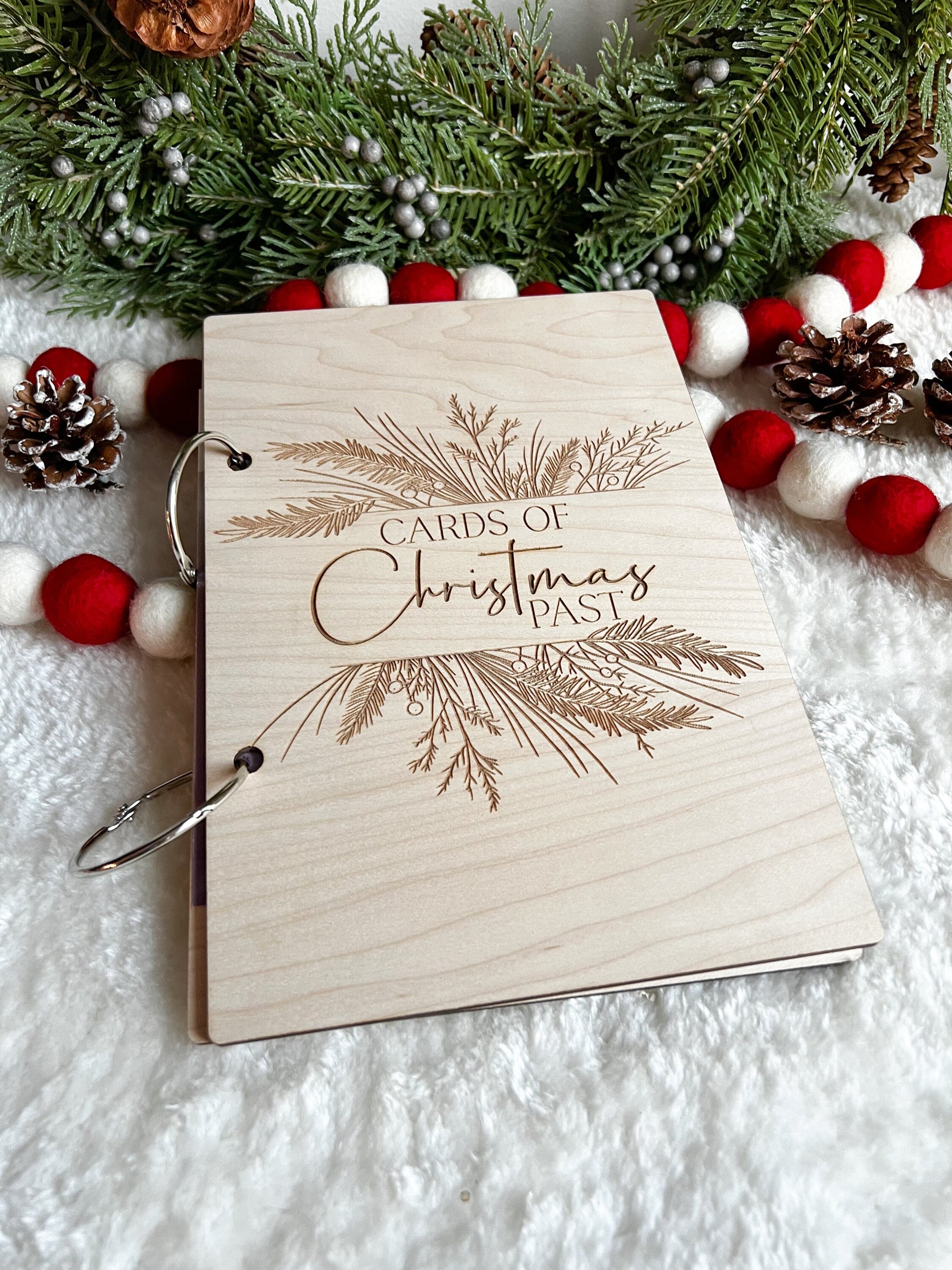 Personalized Wooden Engraved Christmas Card Keeper