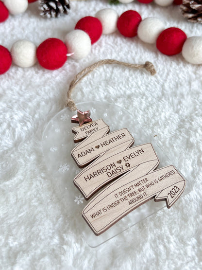 Engraved Wooden Memory Ribbon Ornament