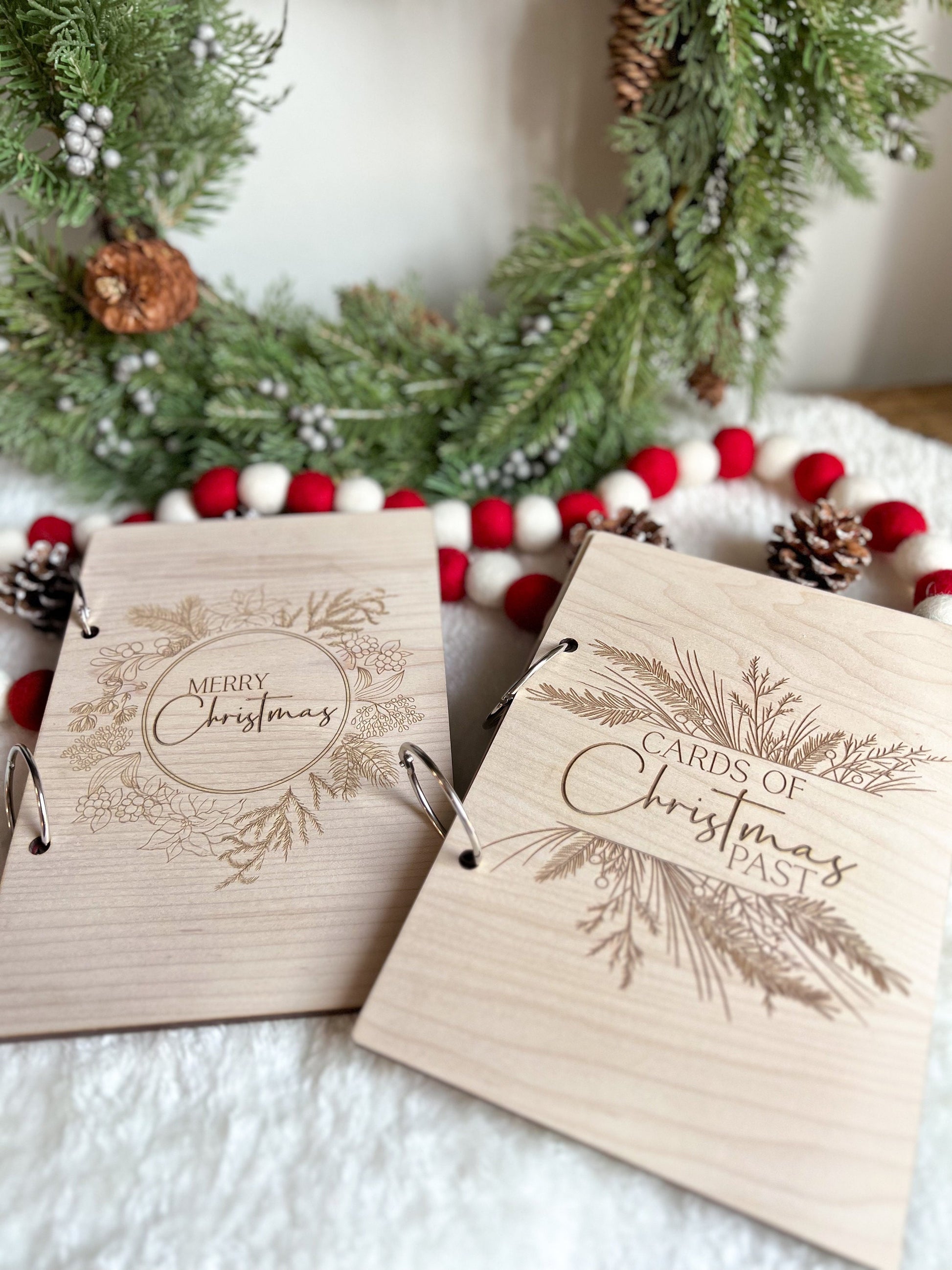 Personalized Wooden Engraved Christmas Card Keeper - Greeting Card Holder - Keepsake - Cards of Christmas Past