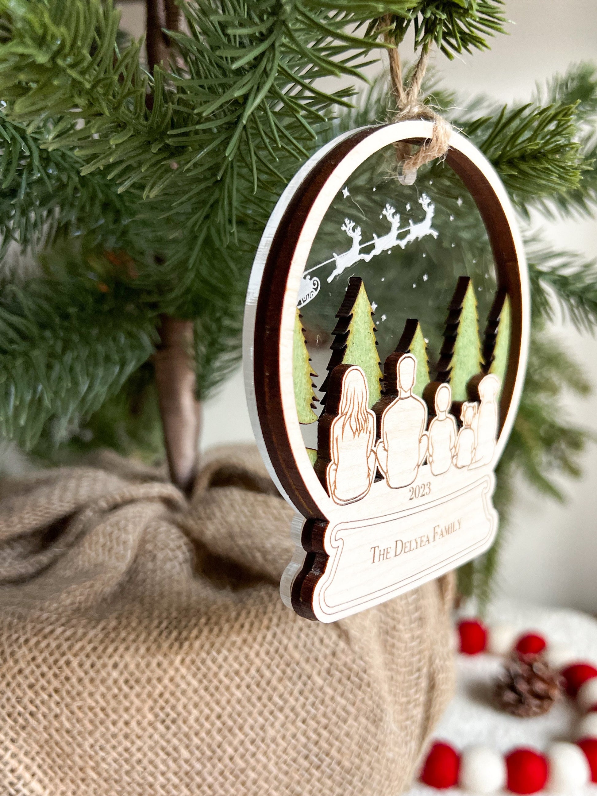 Christmas Family Silhouette - Forrest Christmas Scene - Santa - Believe in the Magic of Christmas