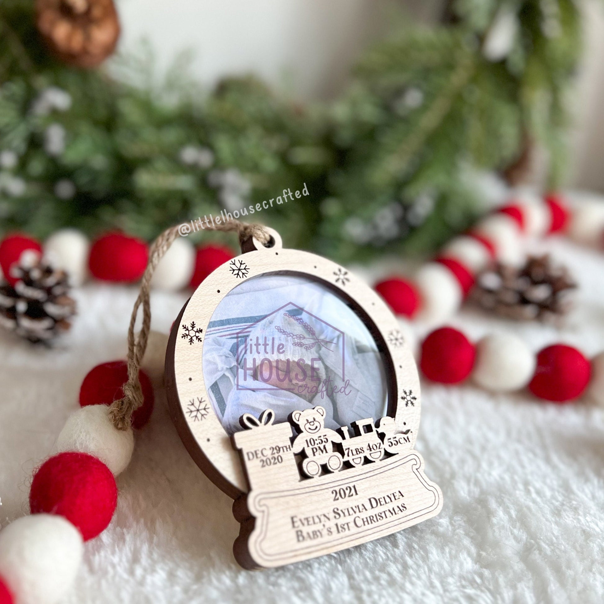Baby Snow Globe Photo Ornament - Precious Memories - Custom Photo Ornament - Baby's First Christmas - Bumps First Christmas
