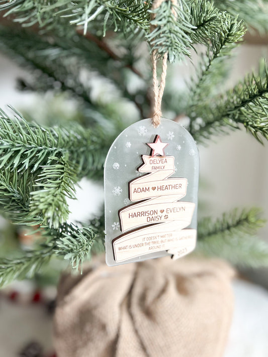 Engraved Wooden Memory Ribbon Ornament