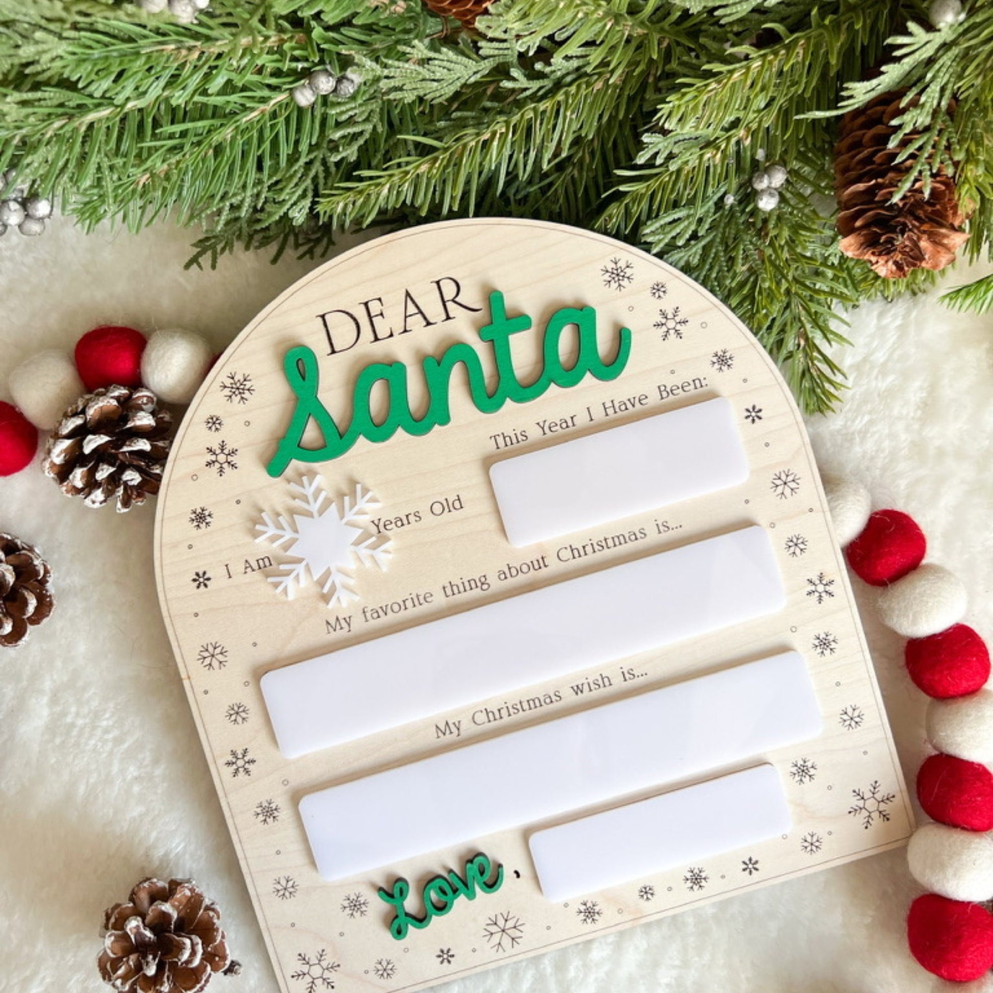 Dear Santa Sign - Dry Erase Sign - Santa Board - Reusable Santa Letter - Christmas Photo Prop - Letter To Santa Sign - Memory - Keepsake