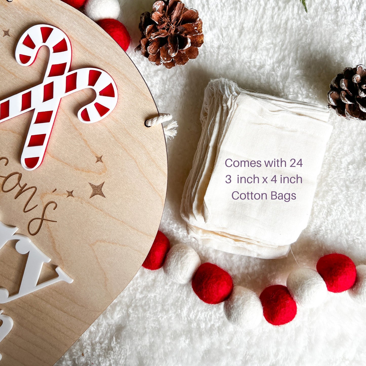 Christmas Advent Merry Countdown - Personalized Refillable - Customized Holiday Sign - Reusable - Wooden Wall Hanging - Xmas Decoration