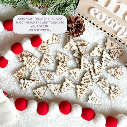Christmas Advent Merry Countdown - Personalized Refillable - Customized Holiday Sign - Reusable - Wooden Wall Hanging - Xmas Decoration