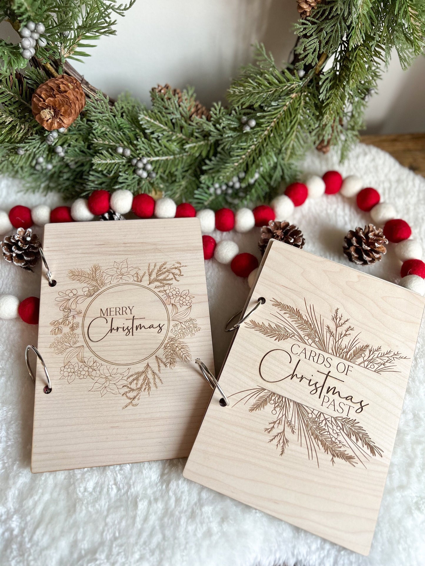Personalized Wooden Engraved Christmas Card Keeper - Greeting Card Holder - Keepsake - Cards of Christmas Past