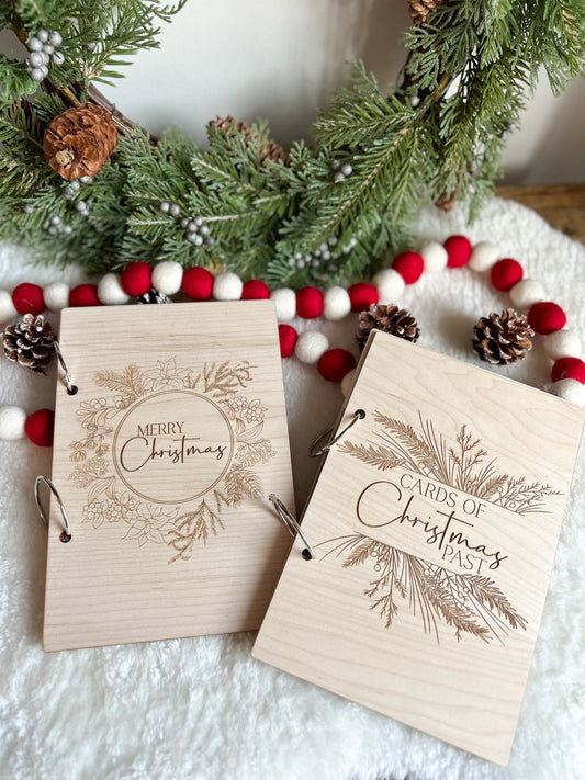 Personalized Wooden Engraved Christmas Card Keeper - Greeting Card Holder - Keepsake - Cards of Christmas Past