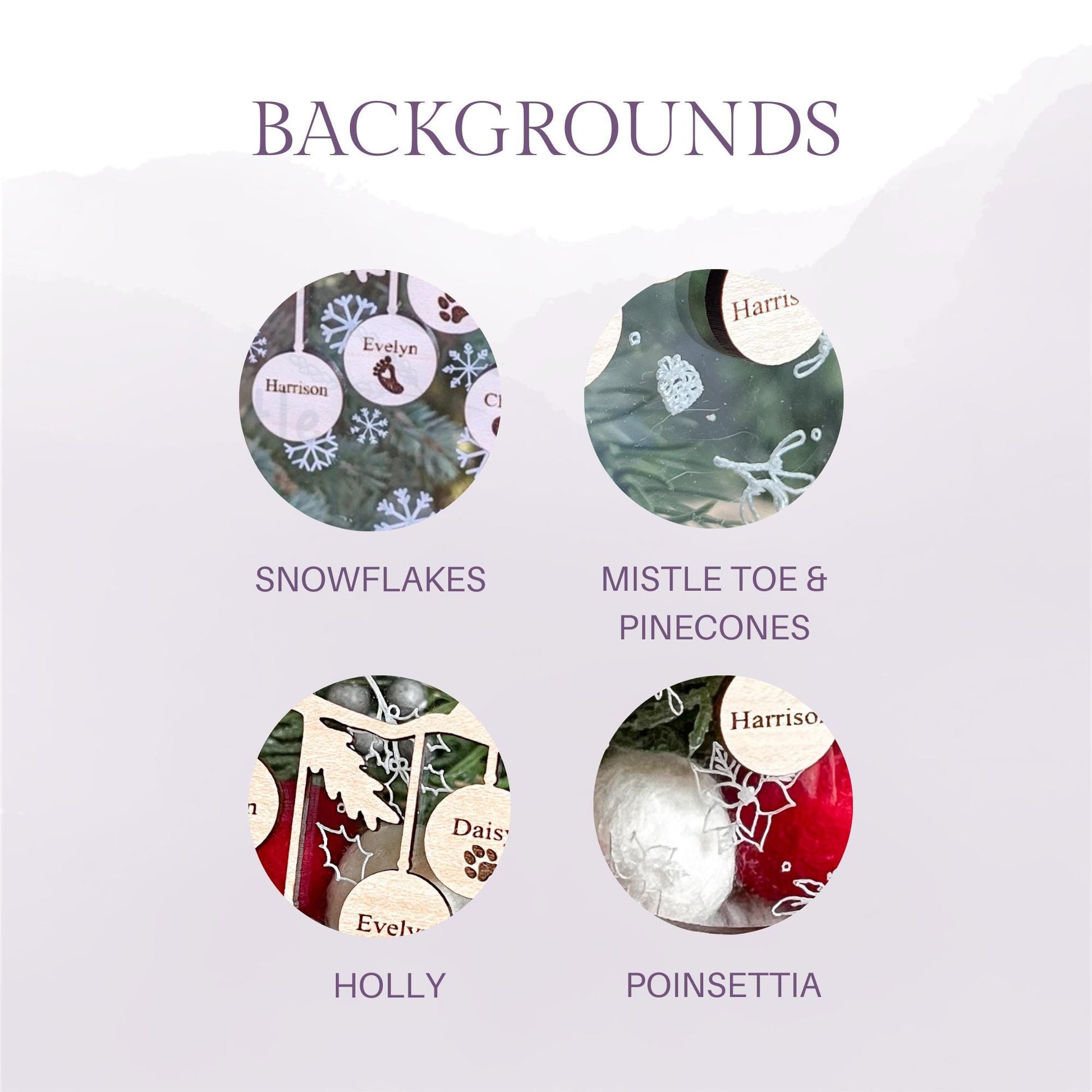 Family Christmas Ornament - 1 - 14 Family Members - Poinsettias - Acrylic - Engraved - Personalized Ornaments - Gift - Family - Custom Gift