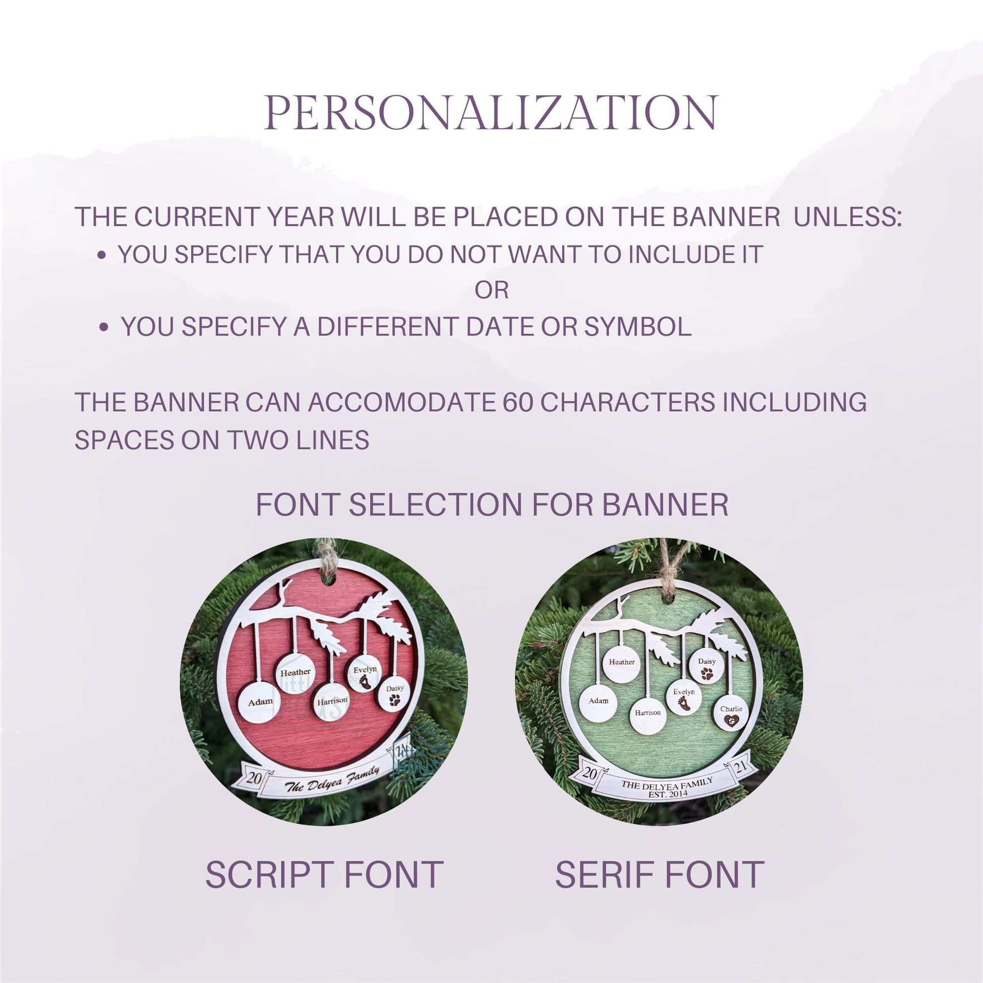 Personalized Family Tree Christmas Ornament: Engraved Maple Wood, Up to 22 Names