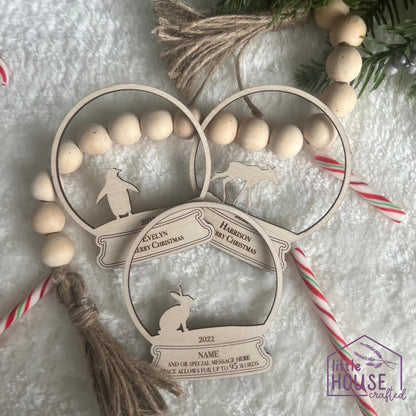 Initial Christmas Ornaments - Monogram - Keepsake Memento - Arctic Woodland Animals - Forrest Christmas Scene - Layered - Christmas gift
