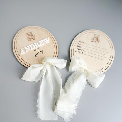 Personalized Maple Wood Baby Round | Custom Name Nursery Decor | Newborn Gift | Engraved Wood Baby Sign | Baby Shower Gift